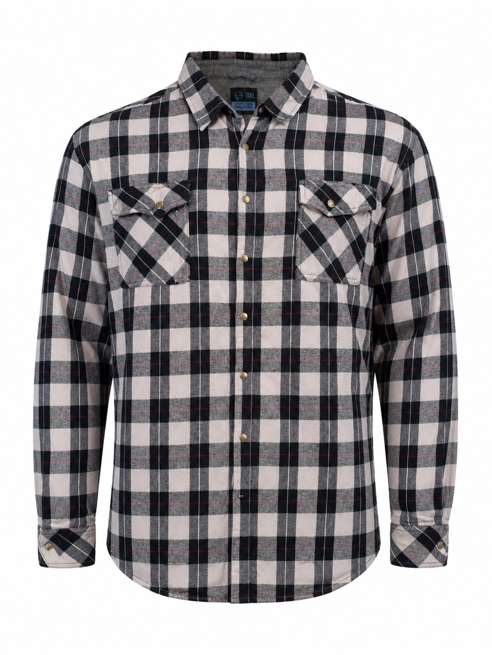LAPG Plaid Flannel Snap Button Shirt Men’s 3XL Gray Black Western Workwear